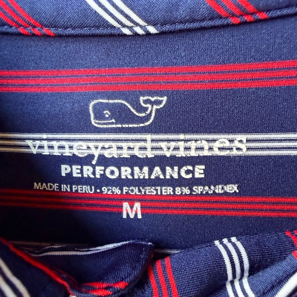 Vineyard Vines Mens Performance Polo M - Red/White/Blue Stripes - Picture 2 of 4